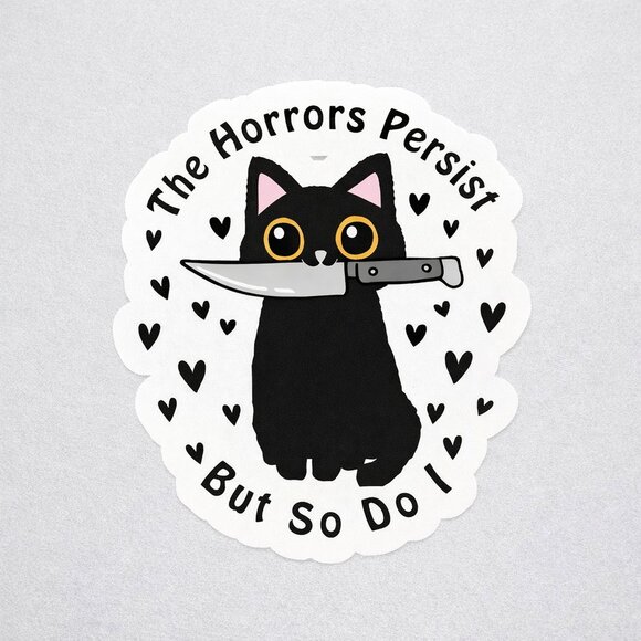 Other - Black Cat With Knife Funny Sticker